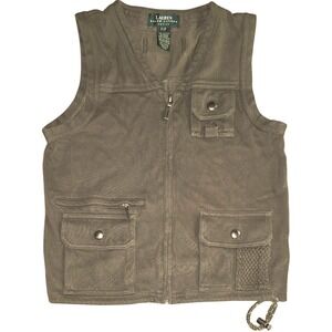 VINTAGE Lauren Ralph‎ Lauren Petite Olive Green Utility Vest Womens P/P Cotton